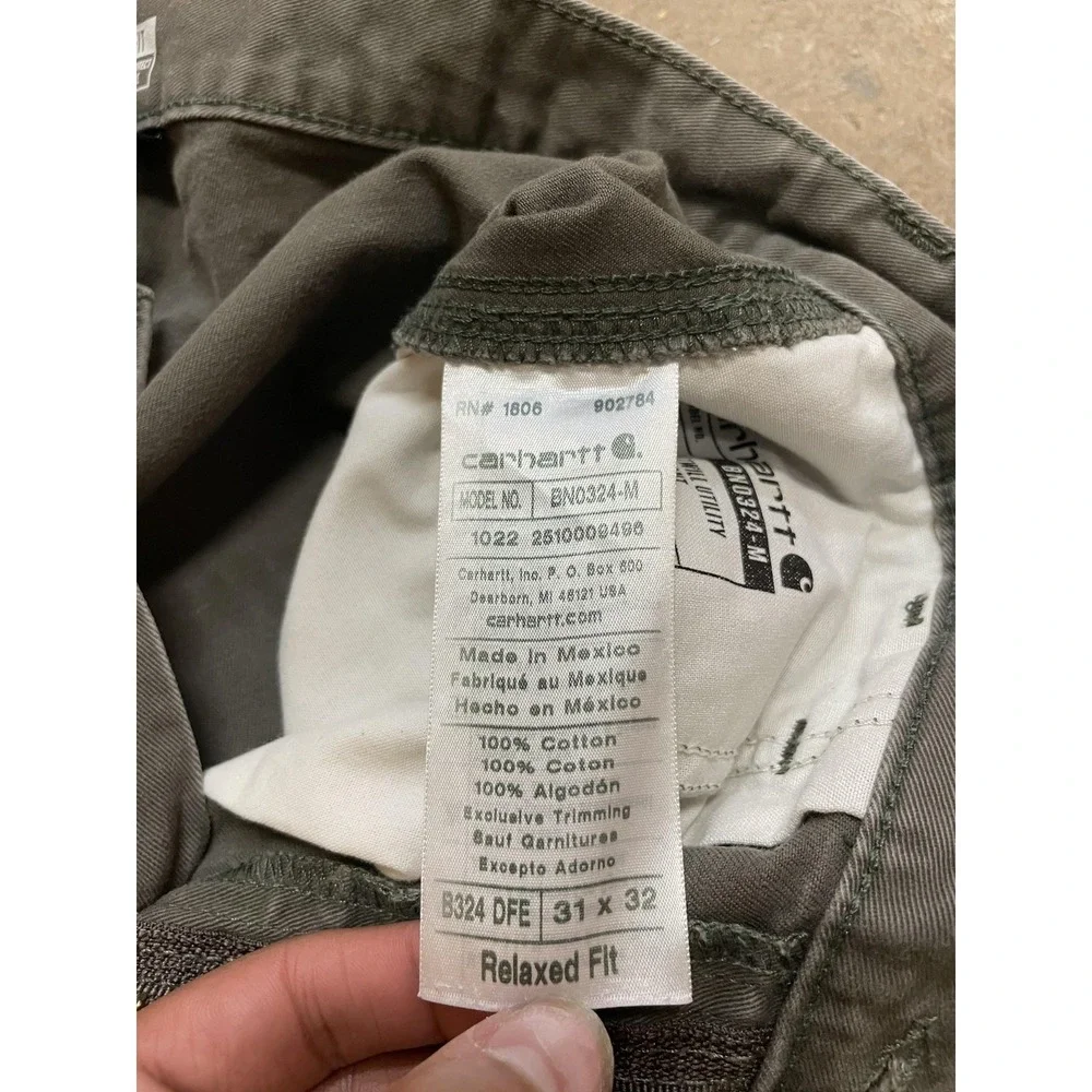 Carhartt Pants Mens 31x32 Gray Relaxed Fit Canvas Carpenter Work B324‎ DFE